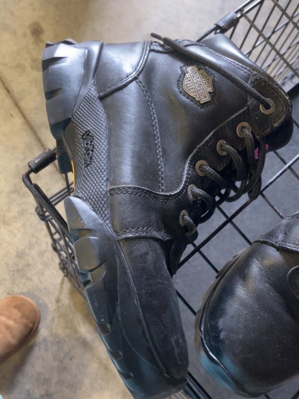 Harley-Davidson Black Work Boots with Metal Logo Patch